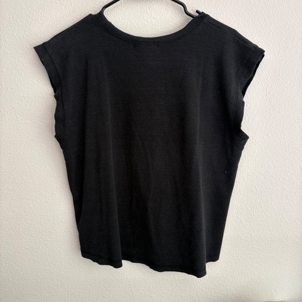 Treasure & Bond Womens Black Muscle Tee Cap Sleeve Crew Neck Relaxed Top Size M - Picture 7 of 7